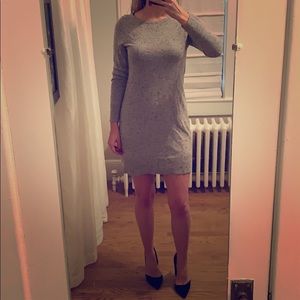 Grey sweater dress with open back